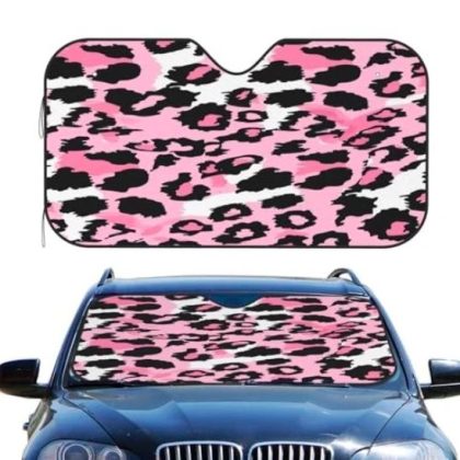 Leopard Print Pink Car Windshield Sun Shade