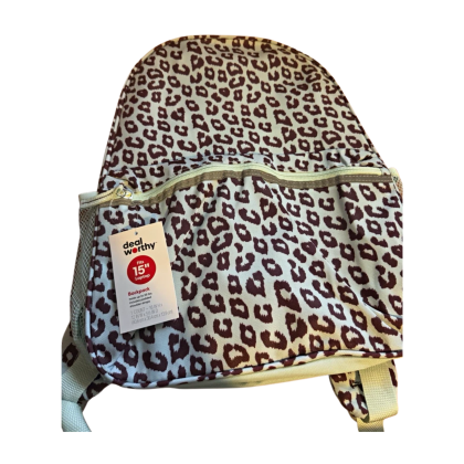 Blue and Brown Leopard Print Backpack with 15" Laptop Sleeve