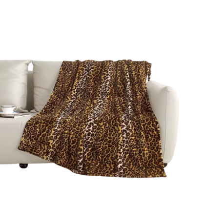 Soft Leopard Print Fleece Throw Blanket
