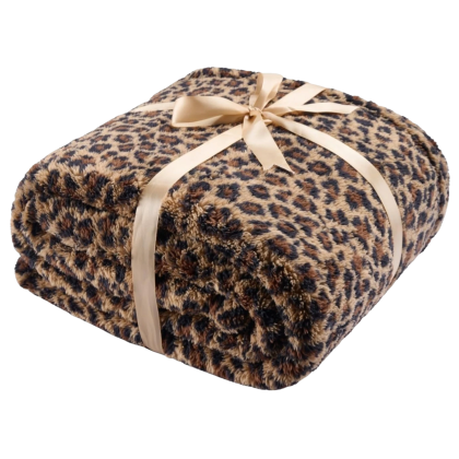 Leopard Print Plush Fleece Throw Blanket