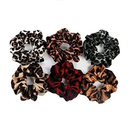 6-Piece Cheetah & Leopard Print Chiffon Scrunchie Set – Hair Ties
