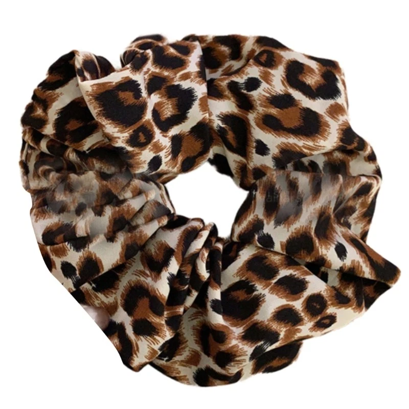 Dark Brown Leopard Print Scrunchie Hair Tie