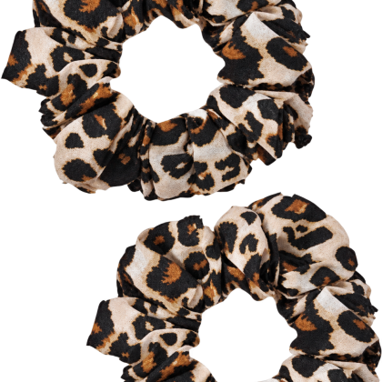 Leopard Print Multicolor Scrunchies 2-Piece Set – Hair Ties
